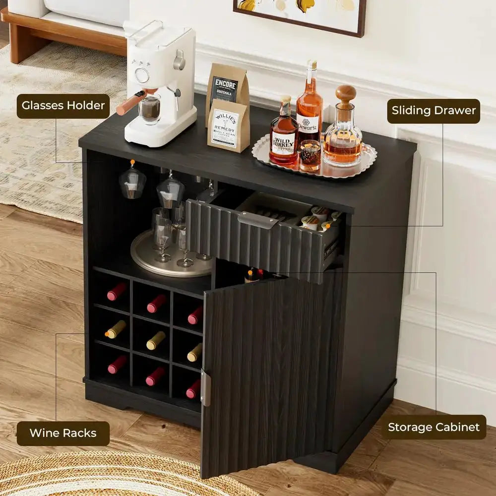 Coffee Bar Cabinet, Modern Liquor Cabinet with Glass Holder amp Wine Rack, Wine Bar Cabinets with Storage, Buffet Sideboard for from PriceLows™