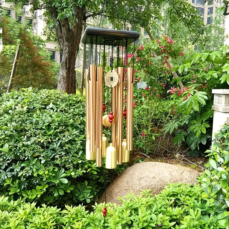 [Copper Wind Chime] Copper Large Wind Chime with Butterfly Design | Aluminum Alloy Tubes for Outdoor Garden Decor, Patio Art, from PriceLows™