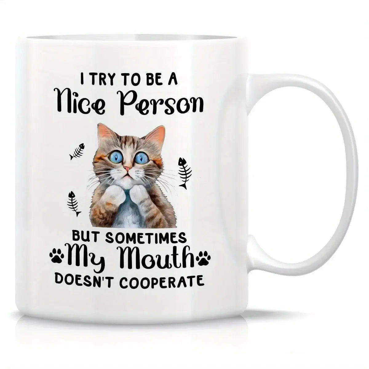 Reusable & Machine Washable Ceramic Mug, Whimsical Cat Multipurpose Coffee Tea Cup - Ideal Gift for Cat Lovers, Use Without Elec from PriceLows™