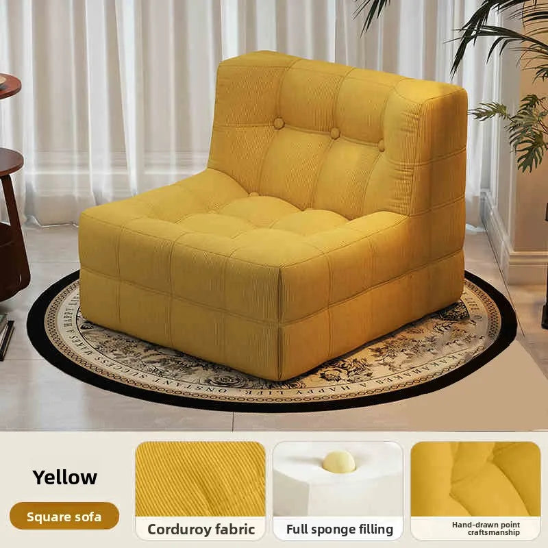 Retro Block Lazy Sofa | Corduroy Fabric | Sponge Filling | Single