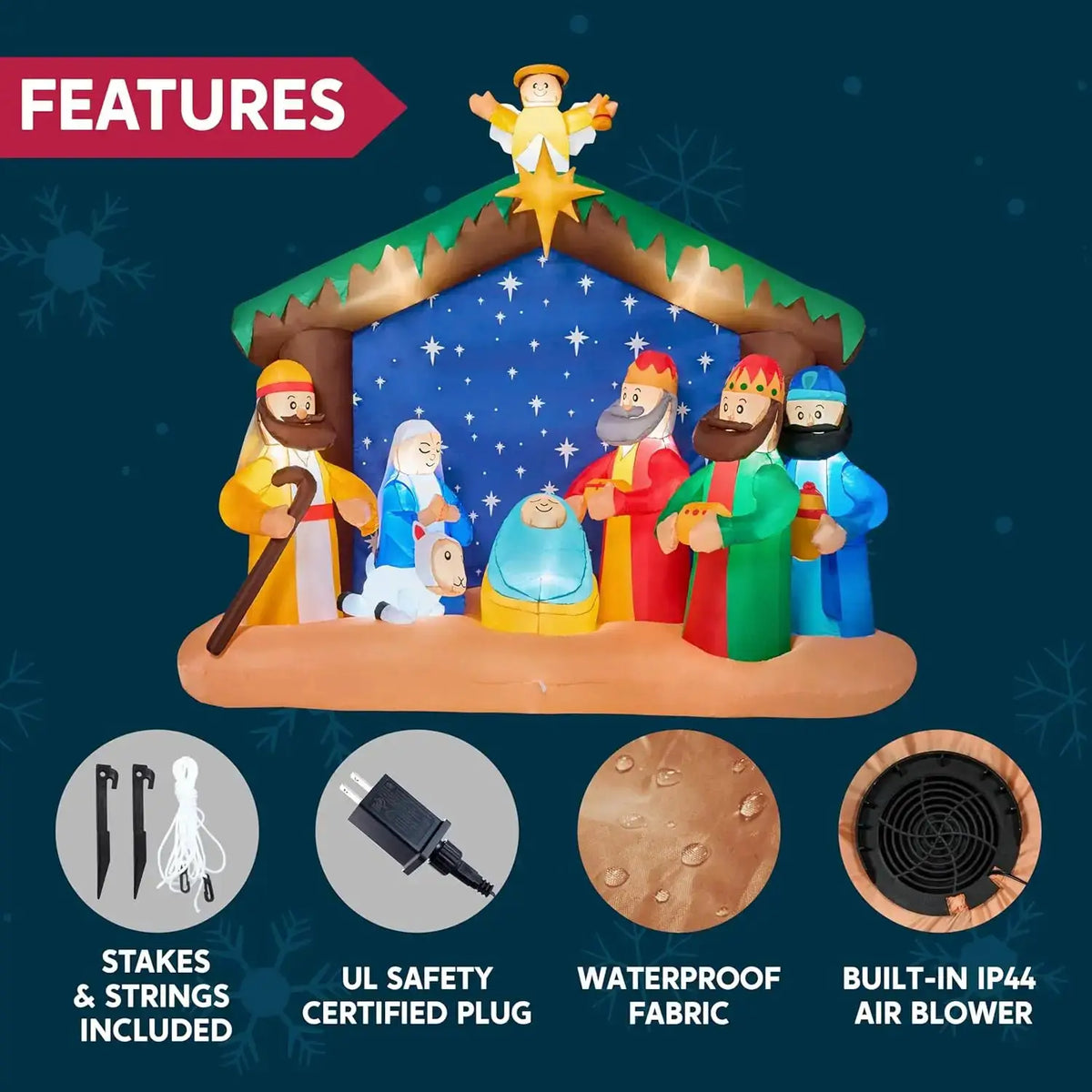 Christmas Nativity Inflatable | 8 Ft LED | Outdoor Yard Decor | One Size