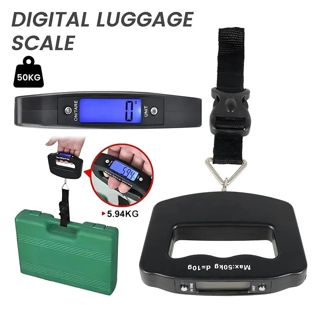 Digital Luggage Scale | 50Kg Capacity | Backlit Display | Portable Travel Hook