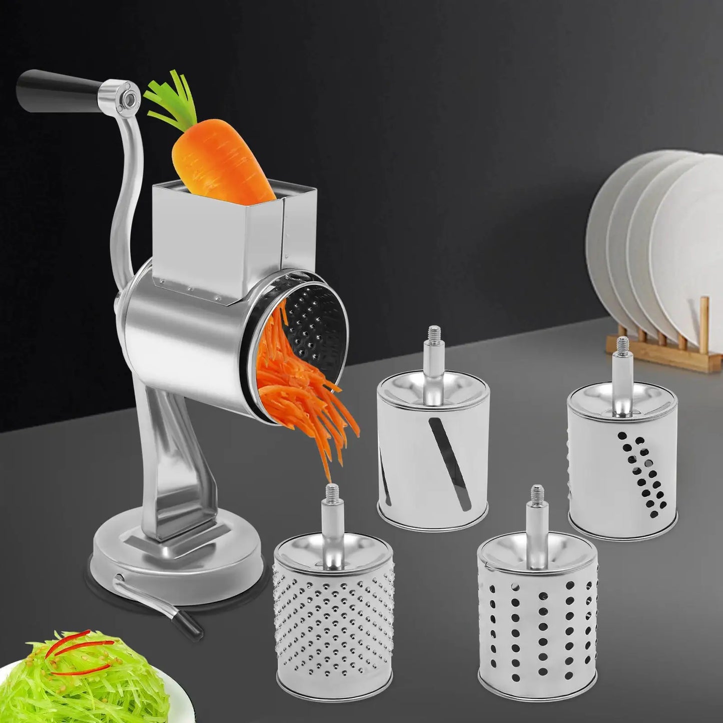 Rotary Grater W/5 Blades Stainless Steel Manual Grinder Vegetable Slicer Peanut Nuts Grinder Cheese Vegetable Shredder from PriceLows™