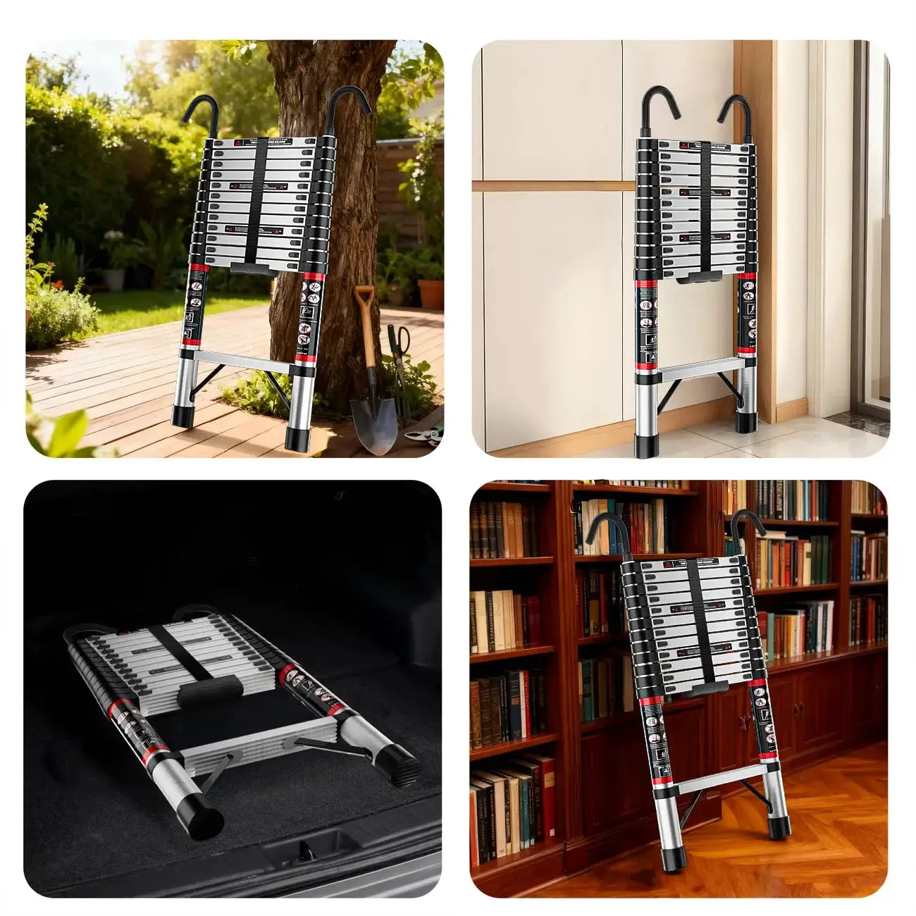 2.6M-5M Extension Ladder Stainless Steel Sturdy and Stable Anti-Slip Feet for Loft Arttic Outdoor EN131 150KG Load Capacity from PriceLows™