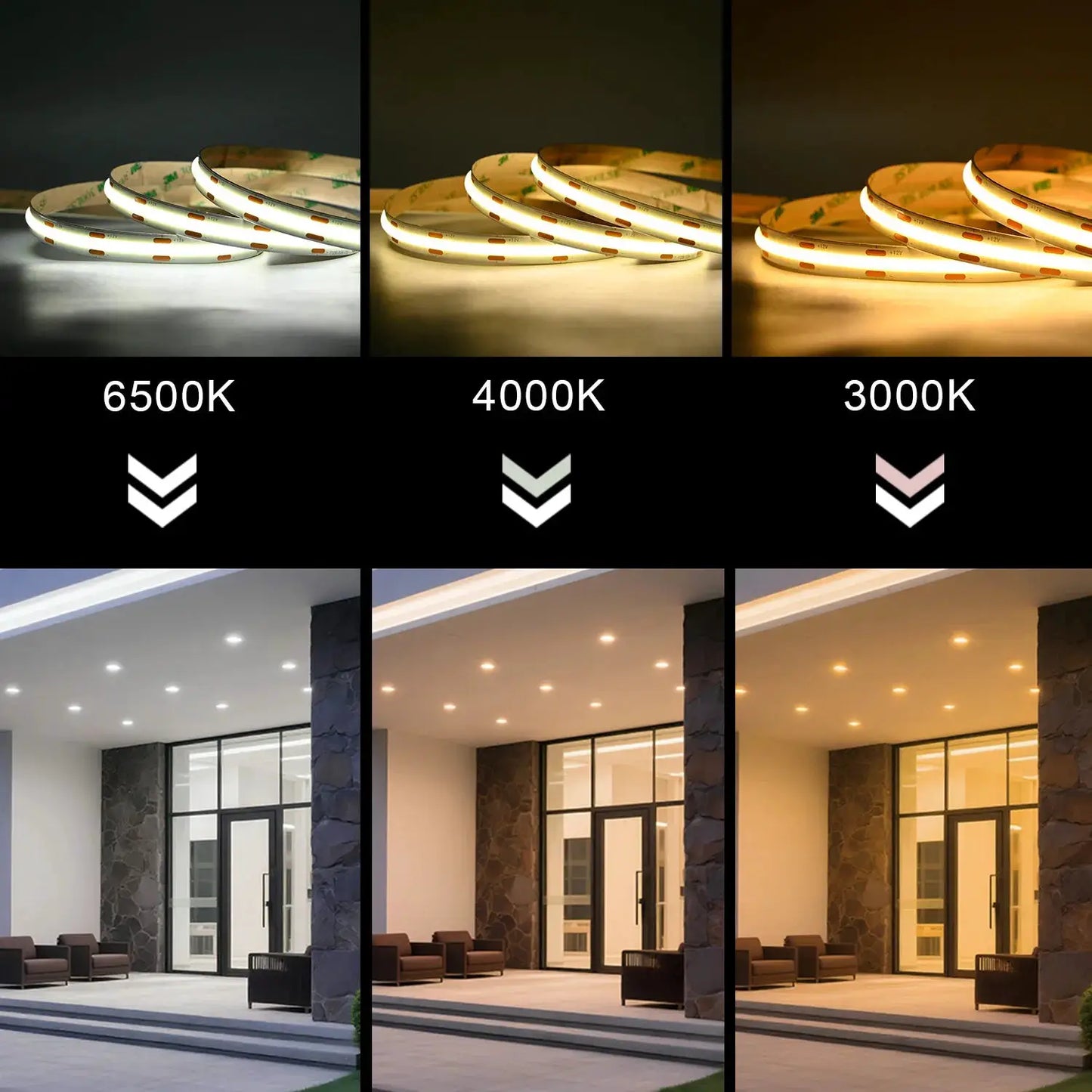 Linear Dimmable 24V 12V COB LED Strip Light 528LEDs/m High Density Flexible LED Ribbon Tape Ra90+ 3000K 4000K 6500K LED Lighting from PriceLows™