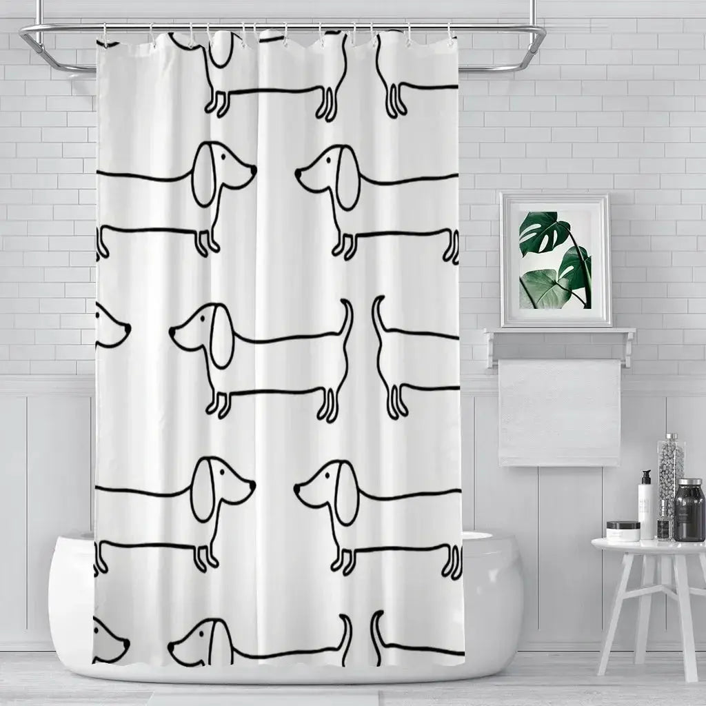 1pc Dachshund Black White Bathroom Shower Curtains Dog Waterproof Partition Curtain Designed Home Decor Accessories 180x180cm from PriceLows™