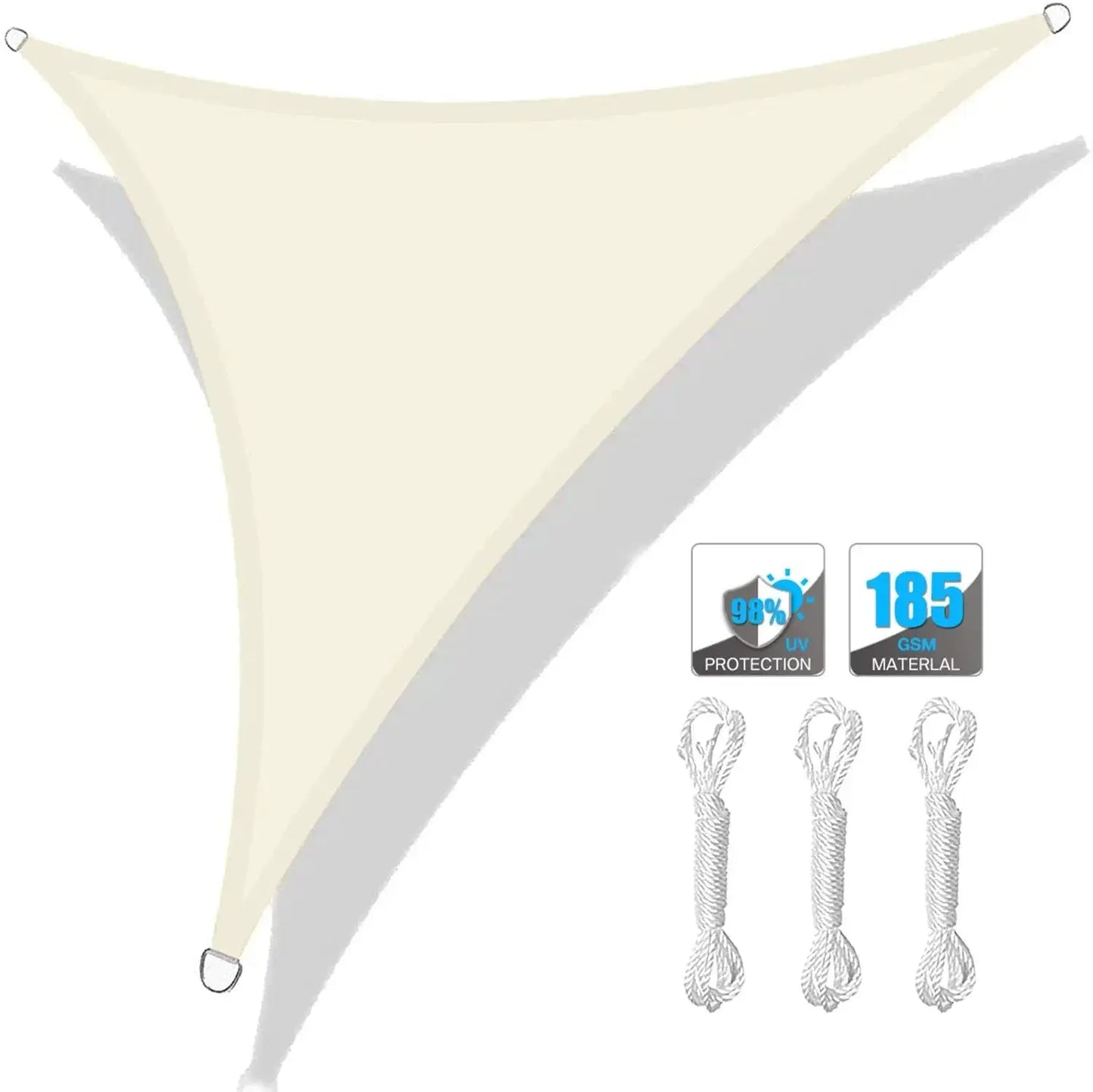 Triangle Sun Shade Sail | Waterproof HDPE | 5x5x5 Ft | Outdoor Patio Canopy
