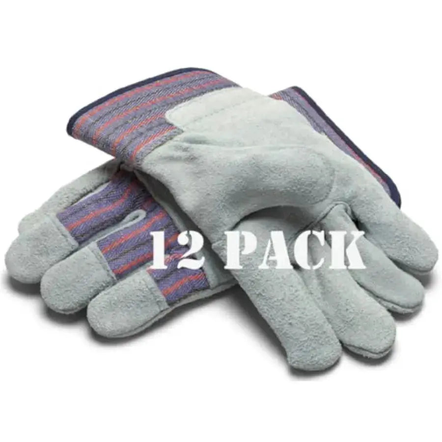 Leather Cotton Work Gloves for Garage Yard Garden Industrial Commercial Use One Size Fits Most 3 6 or 12 Pack from PriceLows™