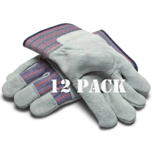 Leather Cotton Work Gloves for Garage Yard Garden Industrial Commercial Use One Size Fits Most 3 6 or 12 Pack from PriceLows™