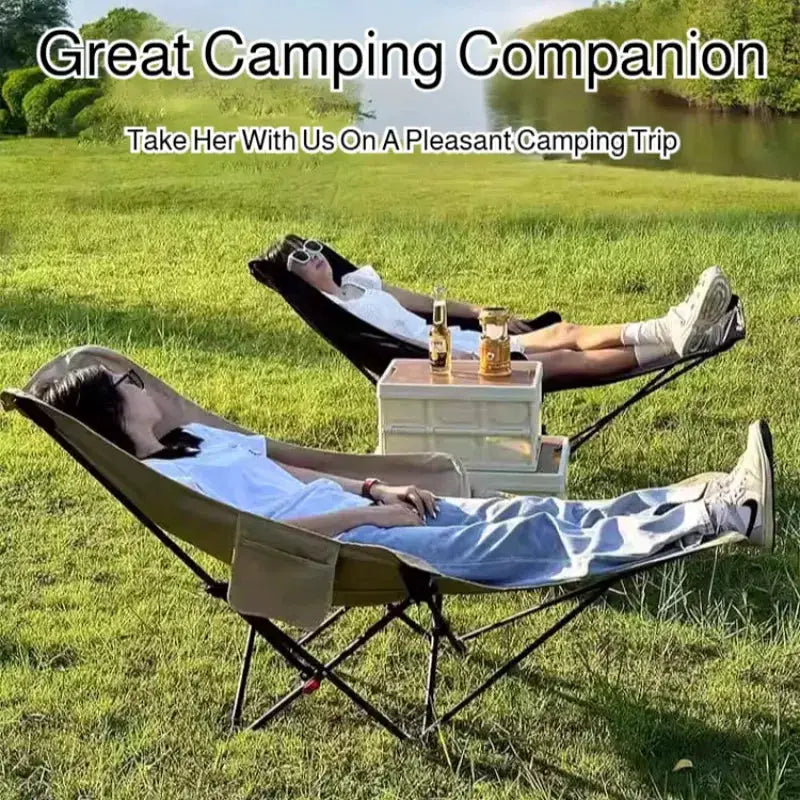 Outdoor Portable Beach Chair with Footrest - Foldable, Lightweight, Comfortable for The Beach/camping, Durable Fabric from PriceLows™