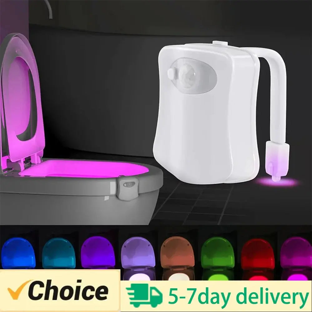 LED Night Light | Motion Sensor | RGB 8 Colors | Bathroom Toilet Use