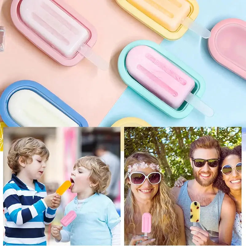 4Pcs Silicone Ice Lolly Moulds with Sticks Reusable Ice Cream Forms Popsicle Mold DIY Ice Cream Maker Ice Cube Mold Kitchen Tool from PriceLows™