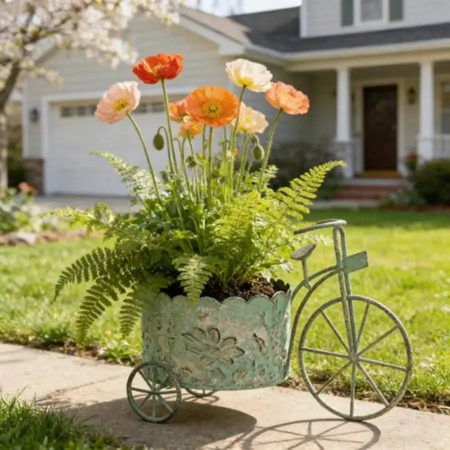 Vintage Metal Bicycle Planter Rustic Distressed Iron Flower Pot Plant Stand for Succulent Cactus Bonsai Herbs Flower Pot Indoor from PriceLows™