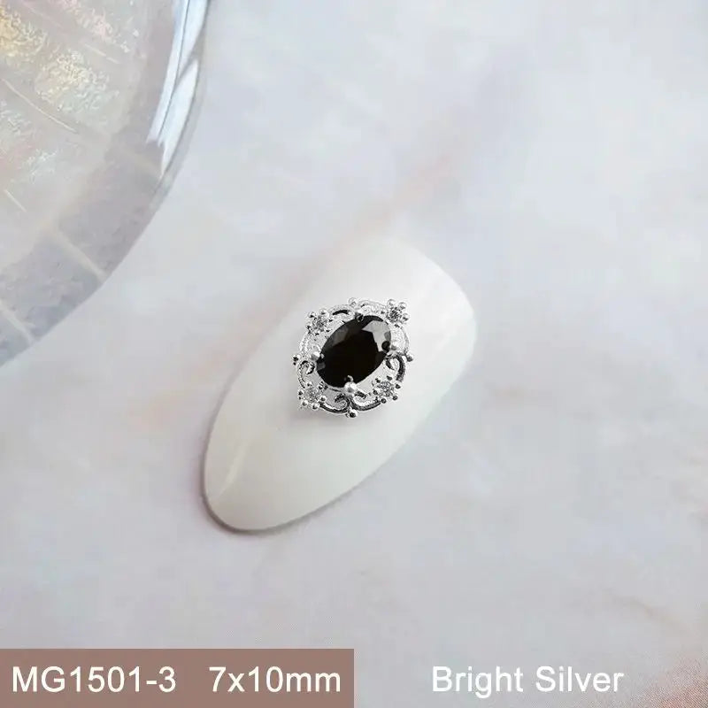 10pcs Pink Black Blue Oval Drop Round Zircon Bright Silver Nails Jewelry Decorations Nail Art Accessories Charms Parts Supplies from PriceLows™