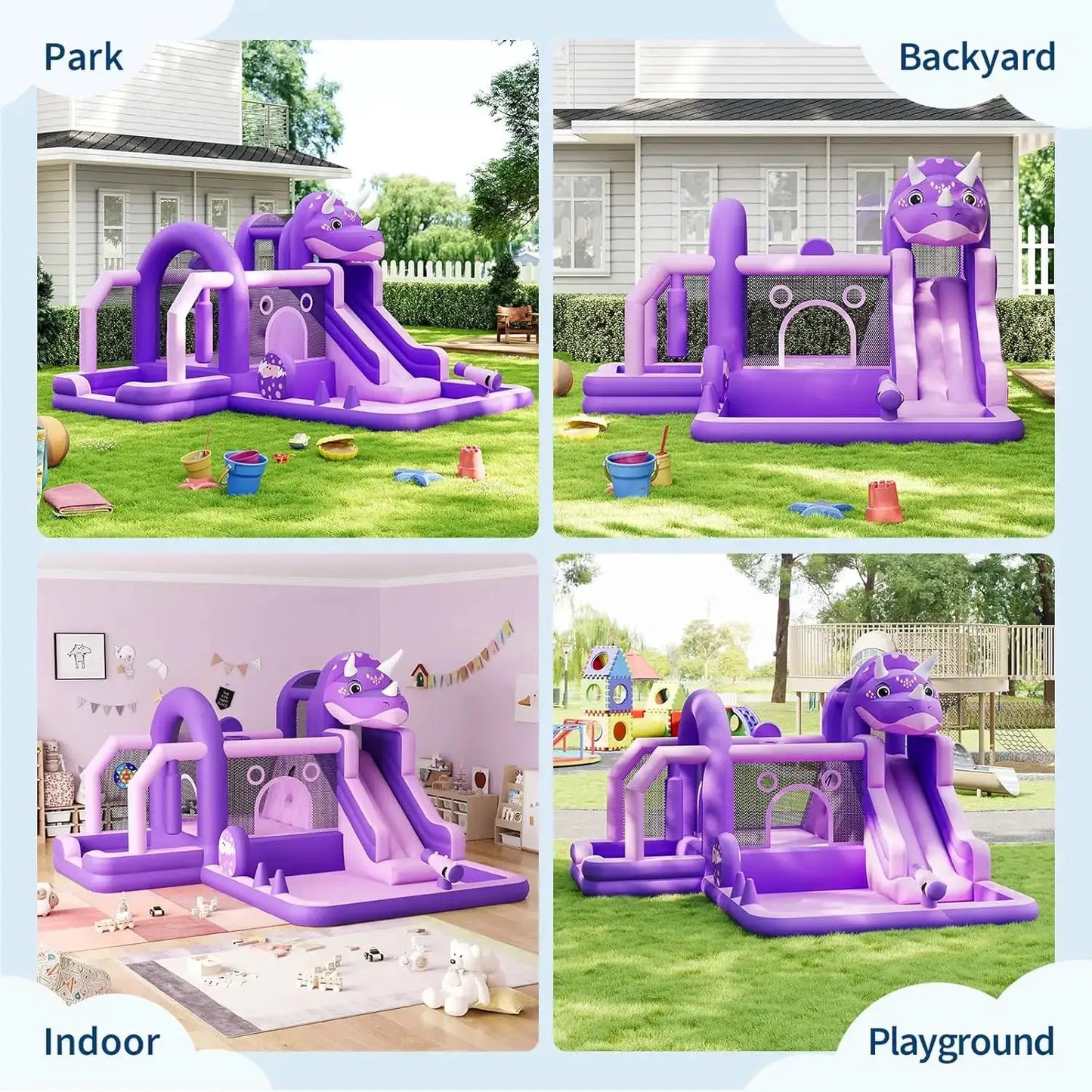 Large Inflatable Bounce House with Water Slide,Dinosaur Themed Jumping Castle for Kids Indoor/Outdoor Backyard,Fun-Quick Setup from PriceLows™