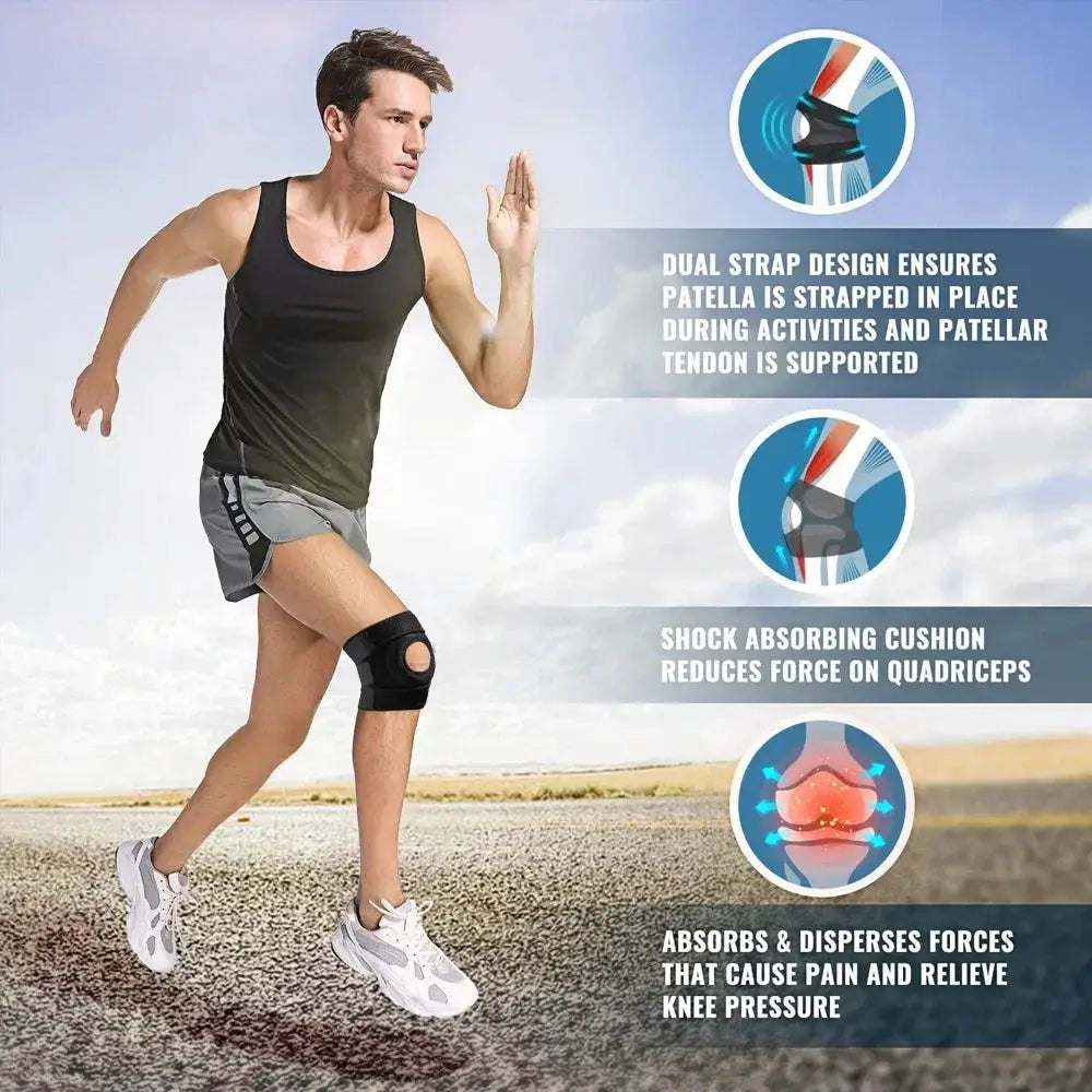 Knee Support Brace | Open Patella Design | Adjustable Closure | Single Unit