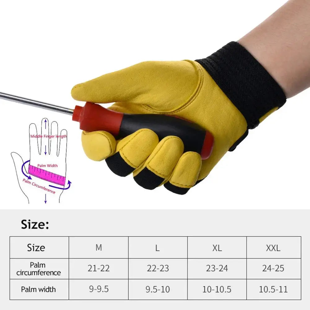 Cowhide Leather Work Gloves Safety Labour Protection Garden Sports Motorcycle Driver Workers Work Welding Wear-resistant Gloves from PriceLows™