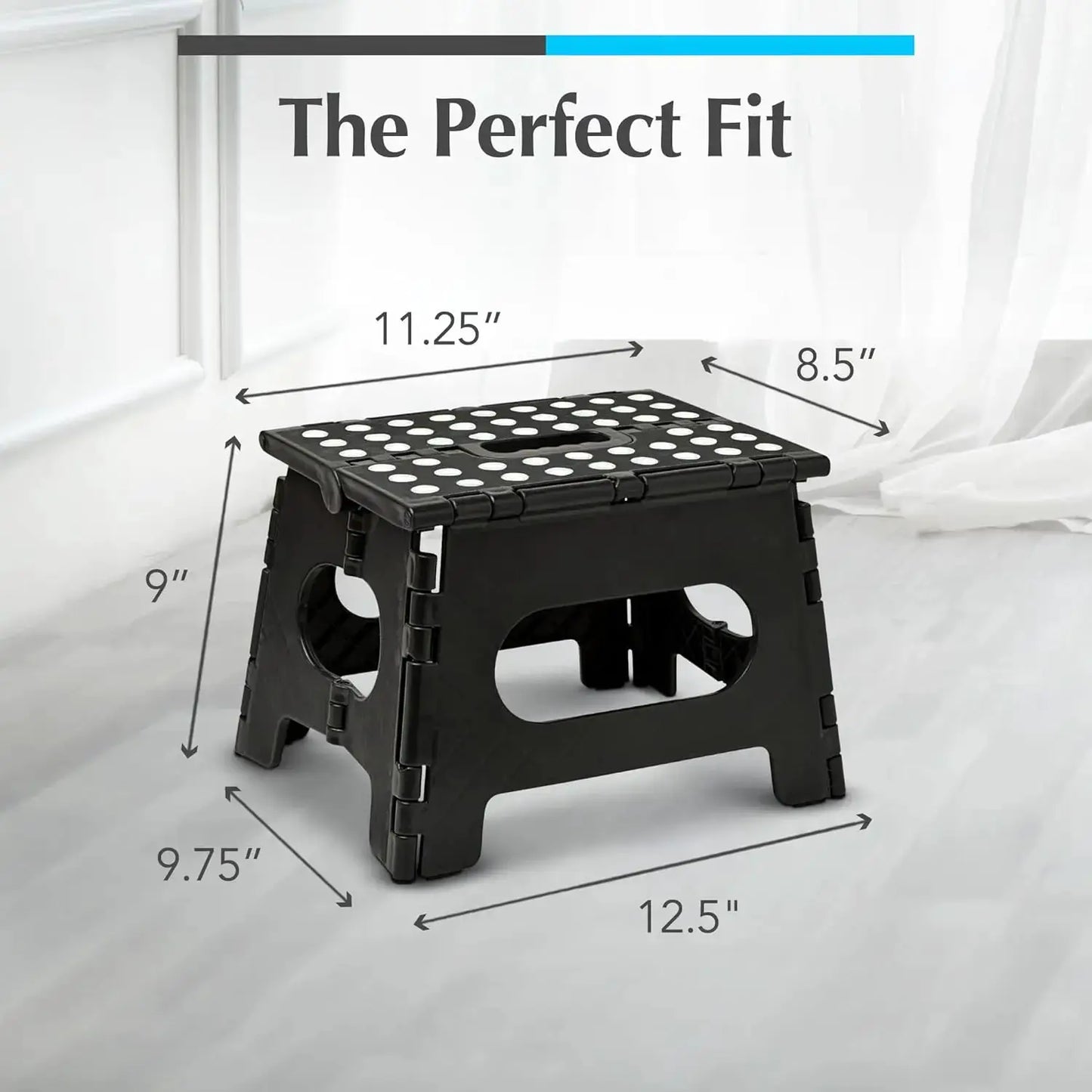 Handy Laundry Folding Step Stool - Sturdy Enough Collapsible Stool to Support Adults and Safe Enough for Kids - Opens Easy with One Flip - Great for Kitchen, Bathroom or Bedroom (Black - 9 Inch) from PriceLows™