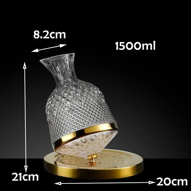 360 Rotating Wine Decanter Tumbler 1500ml Decanter Dispenser Crystal Glass Bottle Wine Aerator Mirror Jug Gift Bar Decoration from PriceLows™