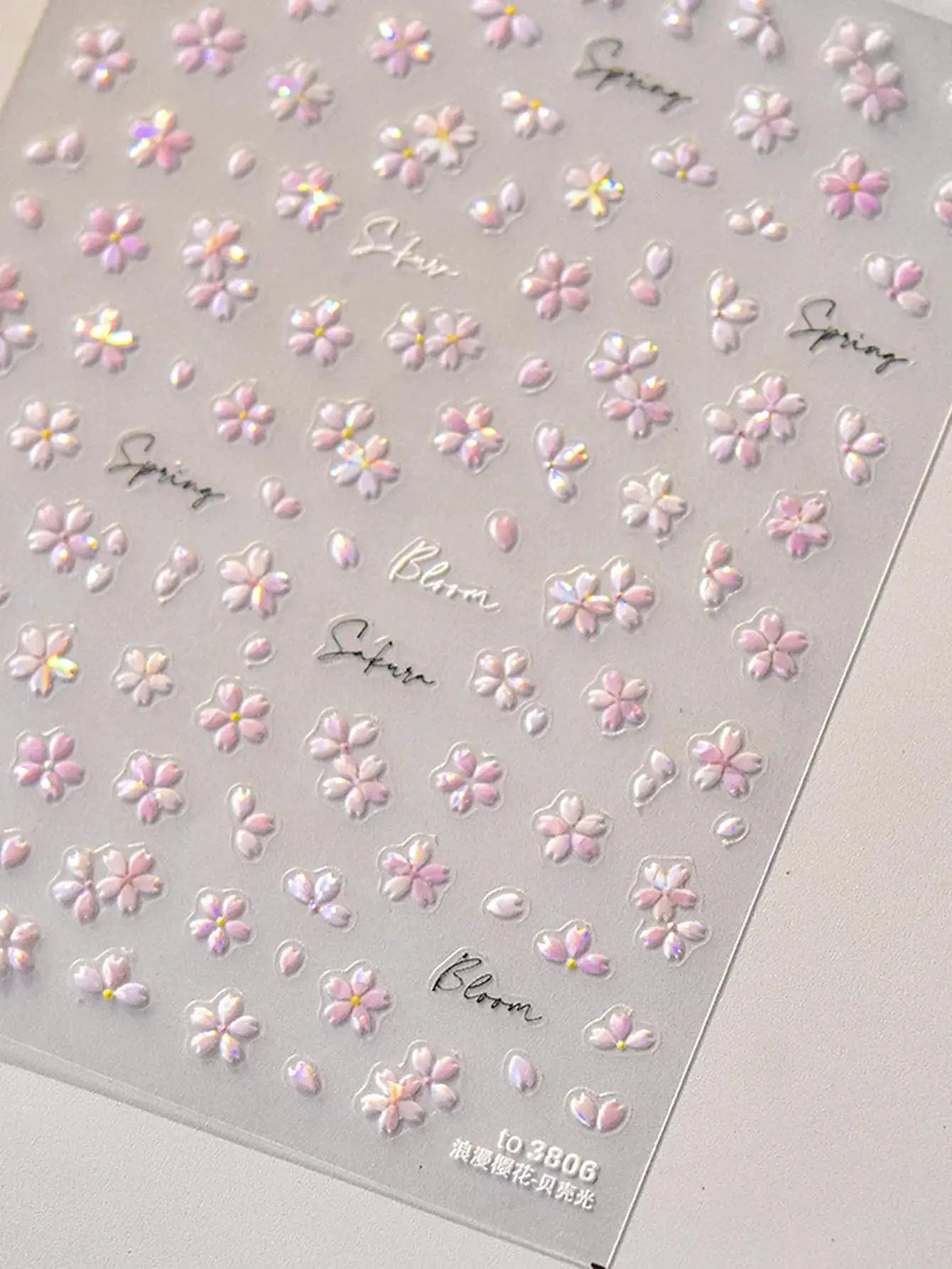 TSZS Spring Flower tulip Cherry blossoms Nail Art Stickers Self-adhesive INS 5D Pink White Flower Nail Decals from PriceLows™