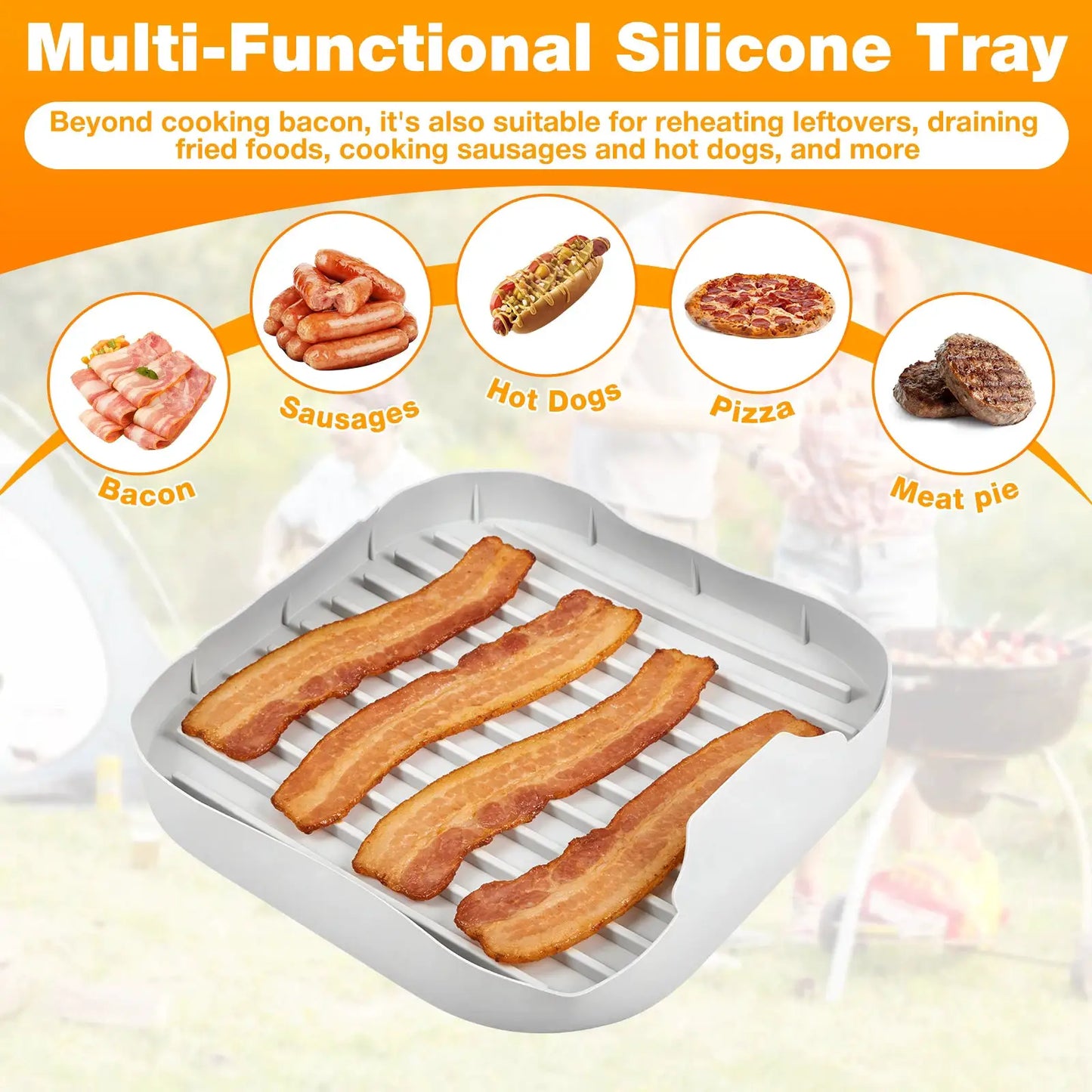 Microwave Bacon Tray | Silicone | 9.84 Inch | Microwave Safe
