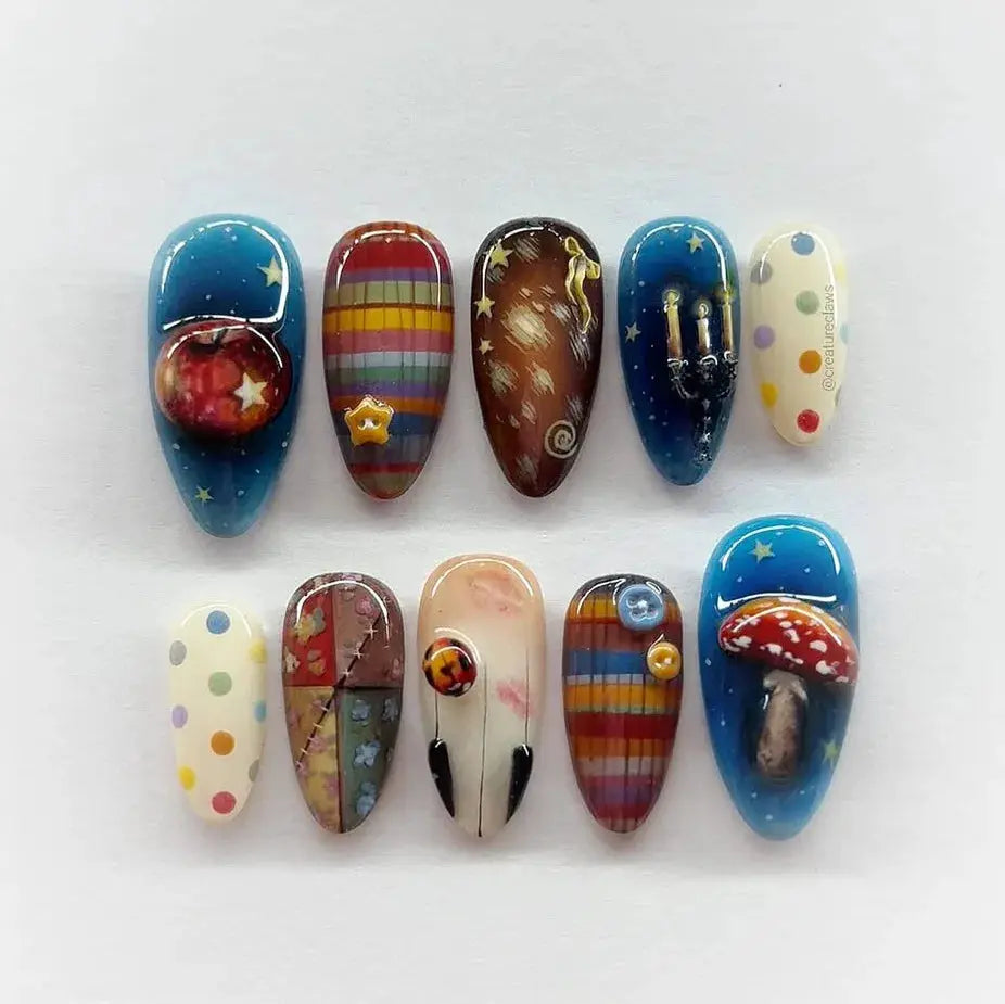 Press On Nails | Wine Red Blush | Flower Print | 24 Piece Set
