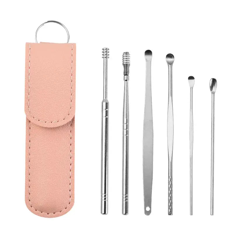 Wholesale Ear Cleaning Tool Stainless Steel Ear Pick Kit &1Pc Storage Bag Earwax Remover Tool from PriceLows™