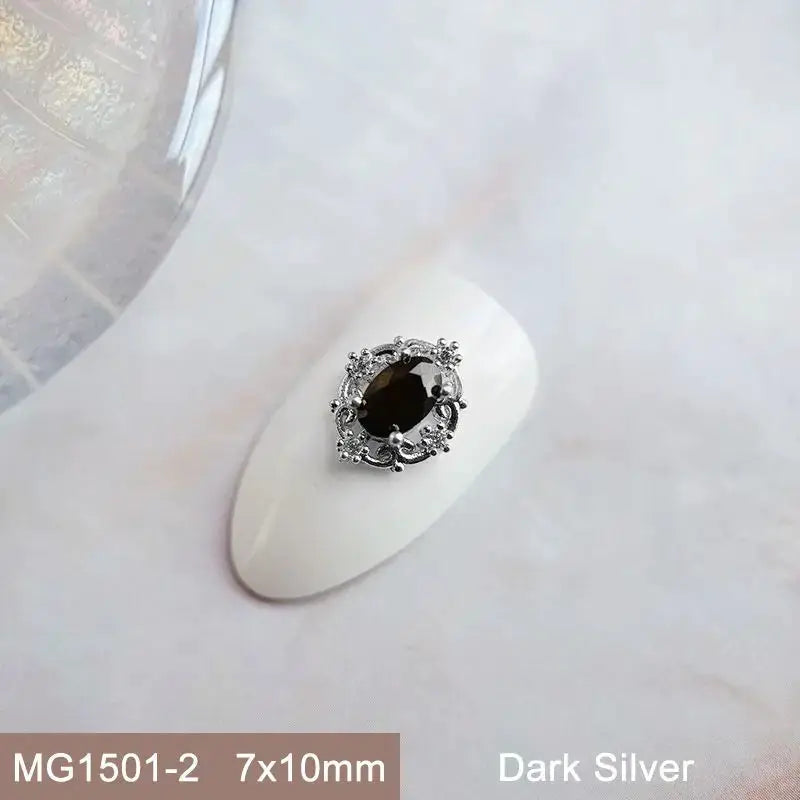 10pcs Pink Black Blue Oval Drop Round Zircon Bright Silver Nails Jewelry Decorations Nail Art Accessories Charms Parts Supplies from PriceLows™