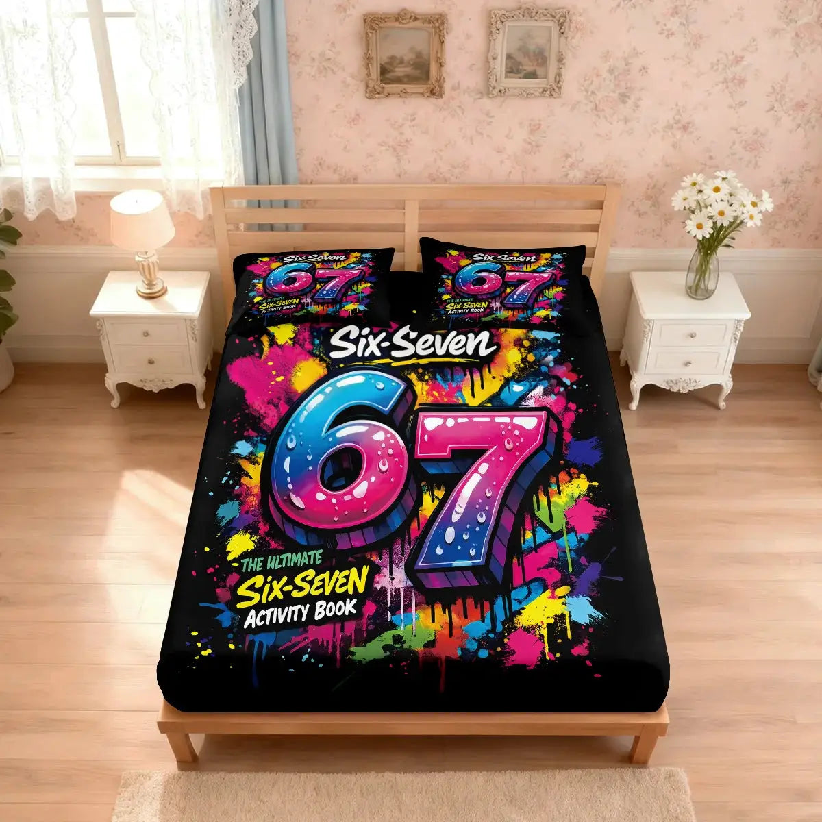 3pcs 67 Game Controller Graffiti Style Print Coreless Bed Sheet Set Multi Size Bed Cover Bedding Decoration Machine Washable from PriceLows™