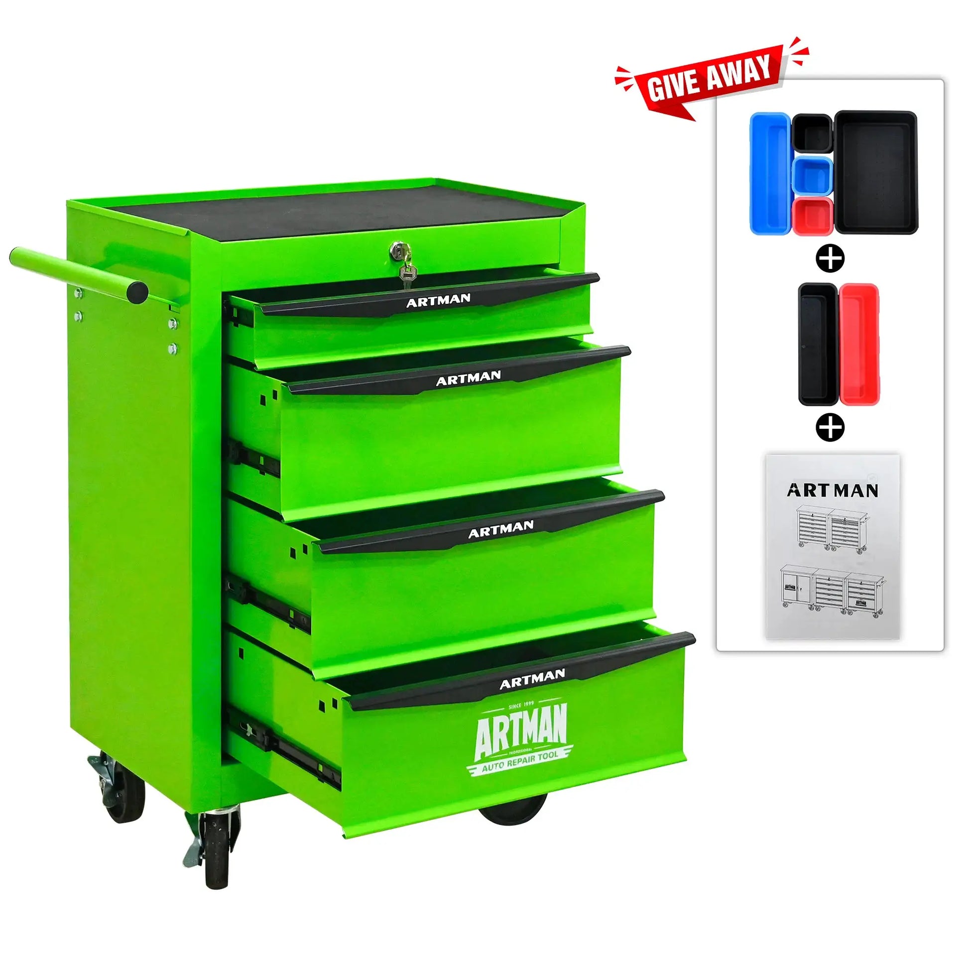 Rolling Metal Tool Chest with 7 Drawers, 20" 7-Drawer Tool Chest Cabinet with Ball Bearing Drawer Slides, Steel Tool Storage Box from PriceLows™