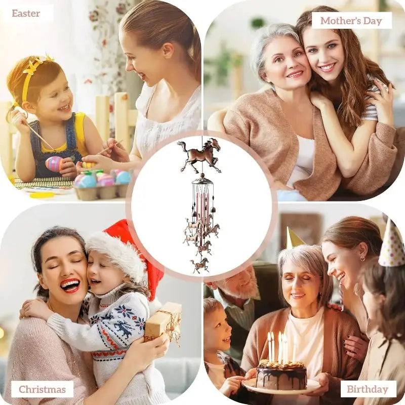 Horse Themed Wind Chimes for Women Mom - Clearance Copper Outdoor Patio Decor, House Warming Gifts for Garden Porch Yard from PriceLows™