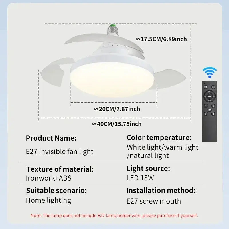Ceiling Fan Light 2in1 | Remote Control | E27 Socket | Small Room