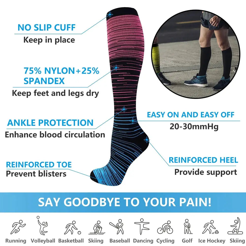 Compression Socks | 15-20 MmHg Medium Support | Unisex | 6 Pack