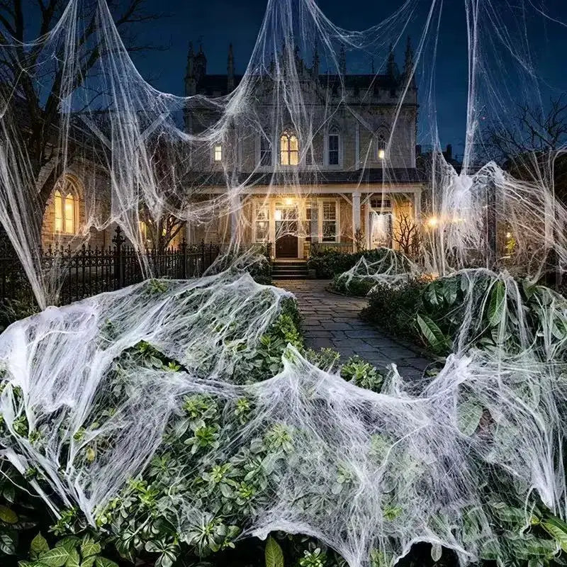 Artificial Spider Web | Stretchy Polyester | Includes Spider | Party Decor