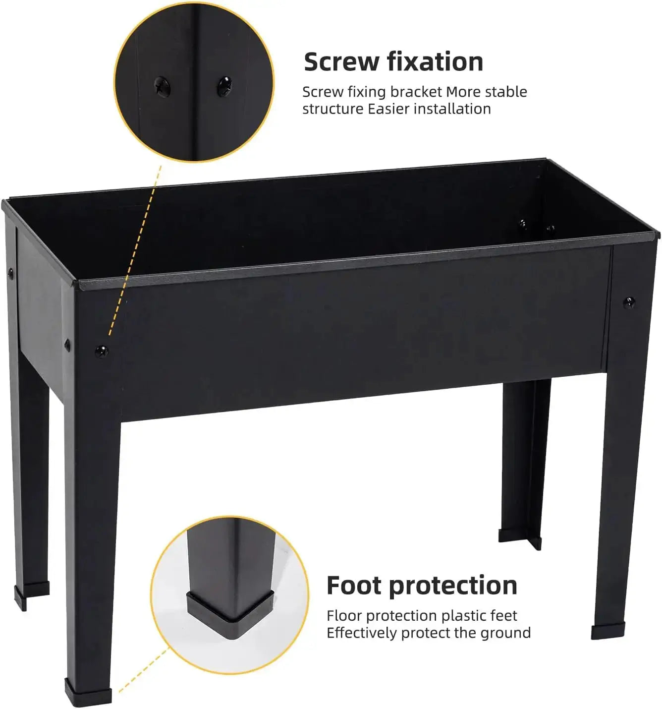 Raised Garden Bed, Elevated Planter Black Metal Plant Box with Legs Standing Garden Stand Drainage Holes Black(24" L x 1 from PriceLows™
