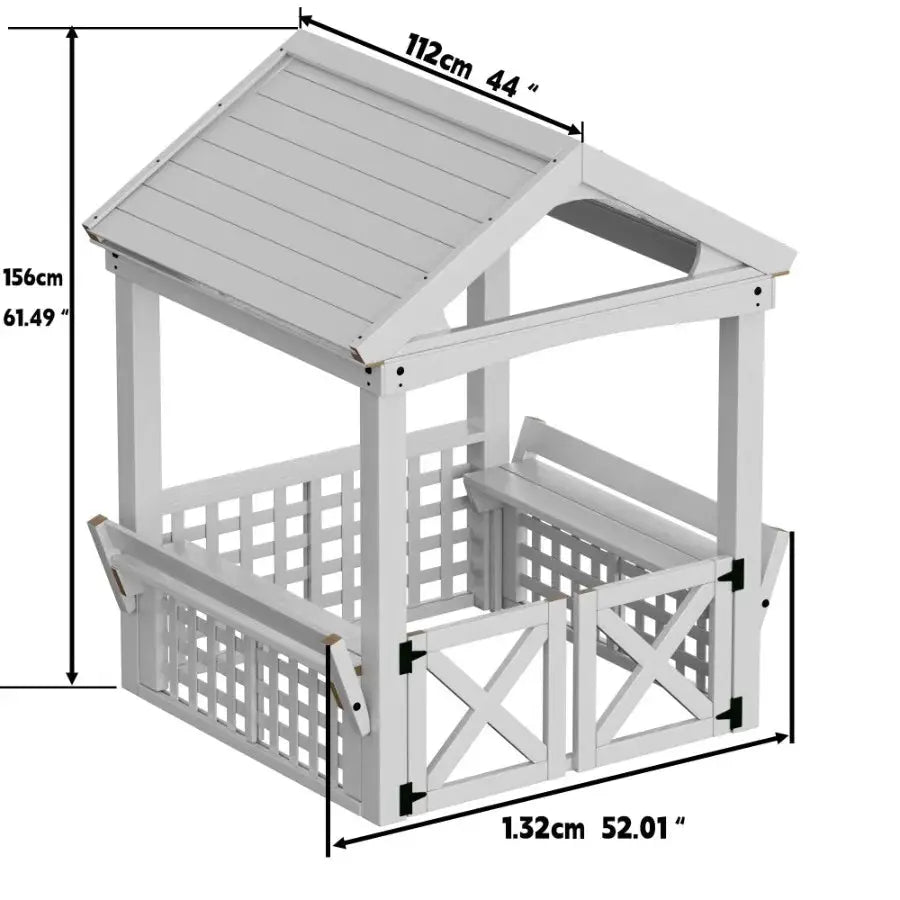 Outdoor Playhouse for Wooden Playhouse with Bench and Door Brown Durable Natural Wood Design for Backyard Fun from PriceLows™