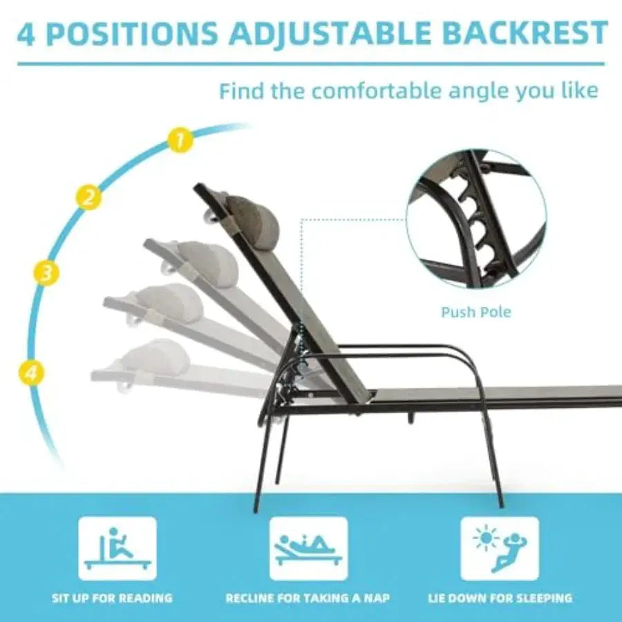 Patio Lounge Chairs Set of 2, All-Weather Waterproof Upgraded Outdoor Pool Chaise Lounge Chairs with Adjustable Backrest for Be from PriceLows™