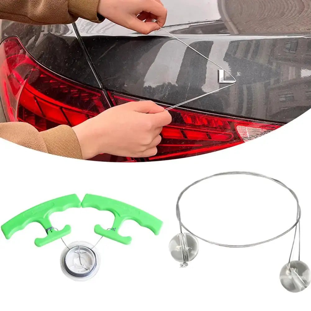 Car Emblem Remover Tool Kit | 30 Cm Steel Wire | Plastic Handle | Green
