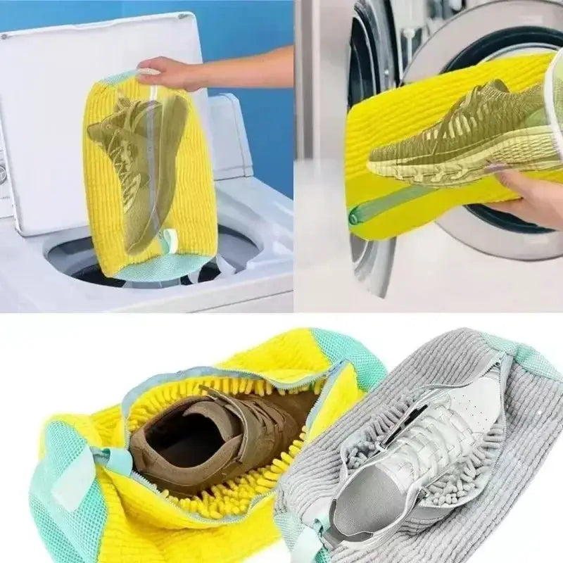 1/4PC Laundry Bags Shoe Washing Machine Bag-with Zipper Laundry Bag with Rich Fluff Inside,Perfect for Sneakers with Shoe Brush from PriceLows™