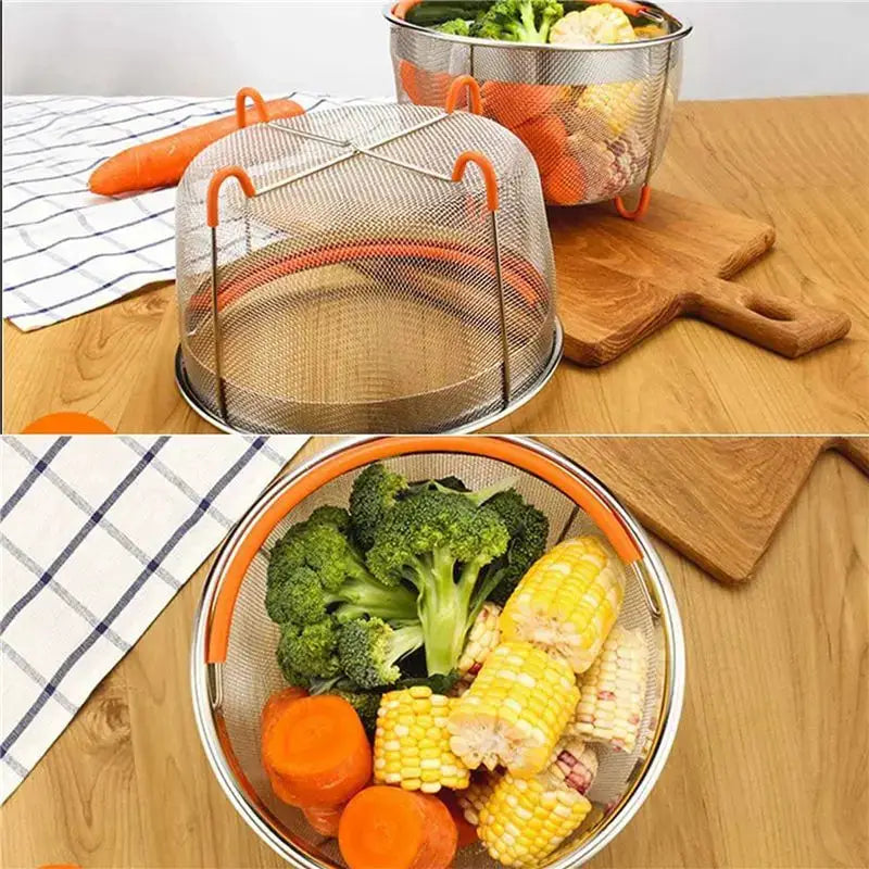 Stainless Steel Steamer Basket Set | 6 Qt | Instant Pot and Ninja Foodi | 2 Pack