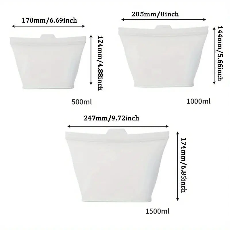 Reusable Silicone Food Storage Bags | Stand Up Zip | Dishwasher Safe | One Size