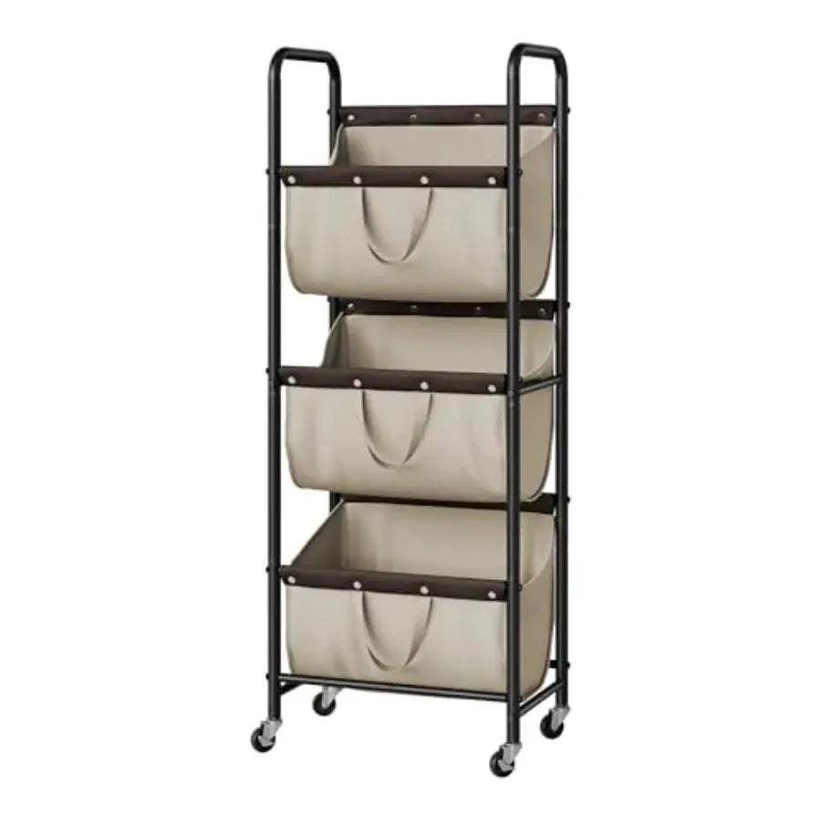 3 Tier Laundry Sorter, Laundry Basket with Wheels, Laundry Room Organization and Storage, 3 Section Rolling Laundry Cart for Do from PriceLows™