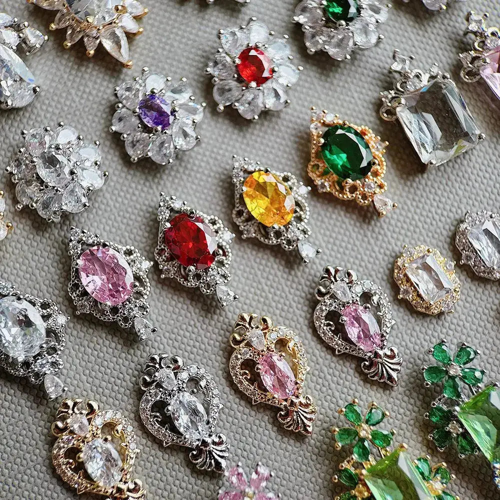 10pcs Luxury Flower Laurel Wreath Zircon Metal Nails Jewelry Decorations DIY Wearing Nail Art Accessories Charms Parts Supplies from PriceLows™