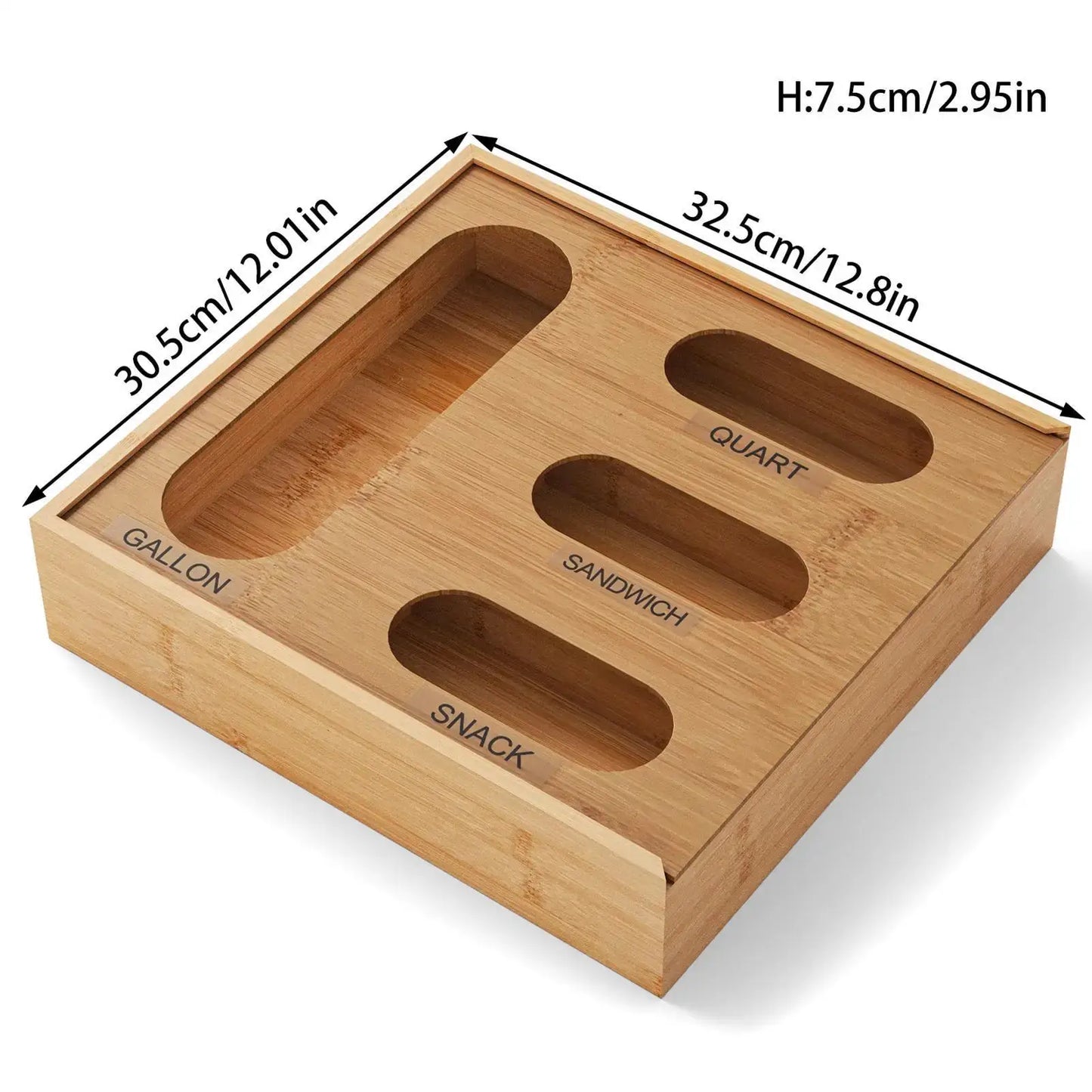 Baggie Organizer | 4 In 1 Design | Bamboo Construction | Kitchen Drawer