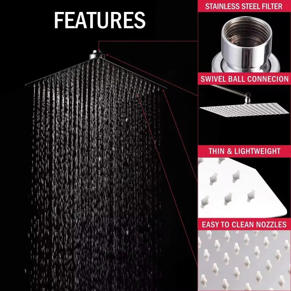 Shower Head | Ceiling Mounted | Stainless Steel | 8in 10in 12in