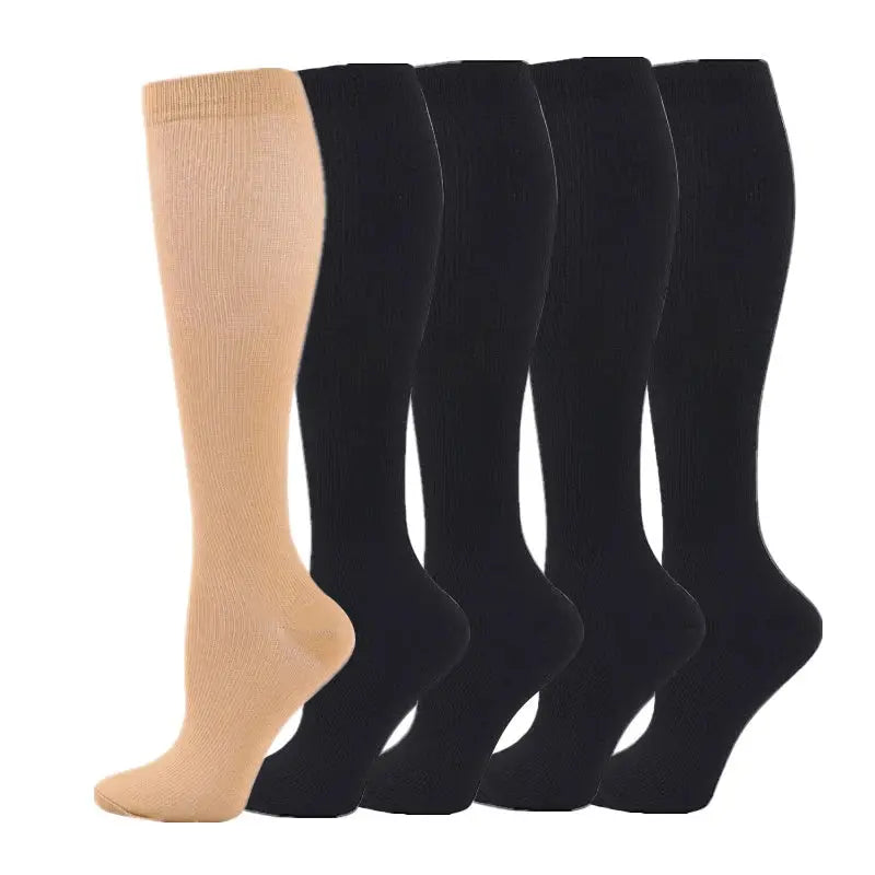Compression Socks | 20-30 MmHg | Crew Length | 5 Pairs Nylon