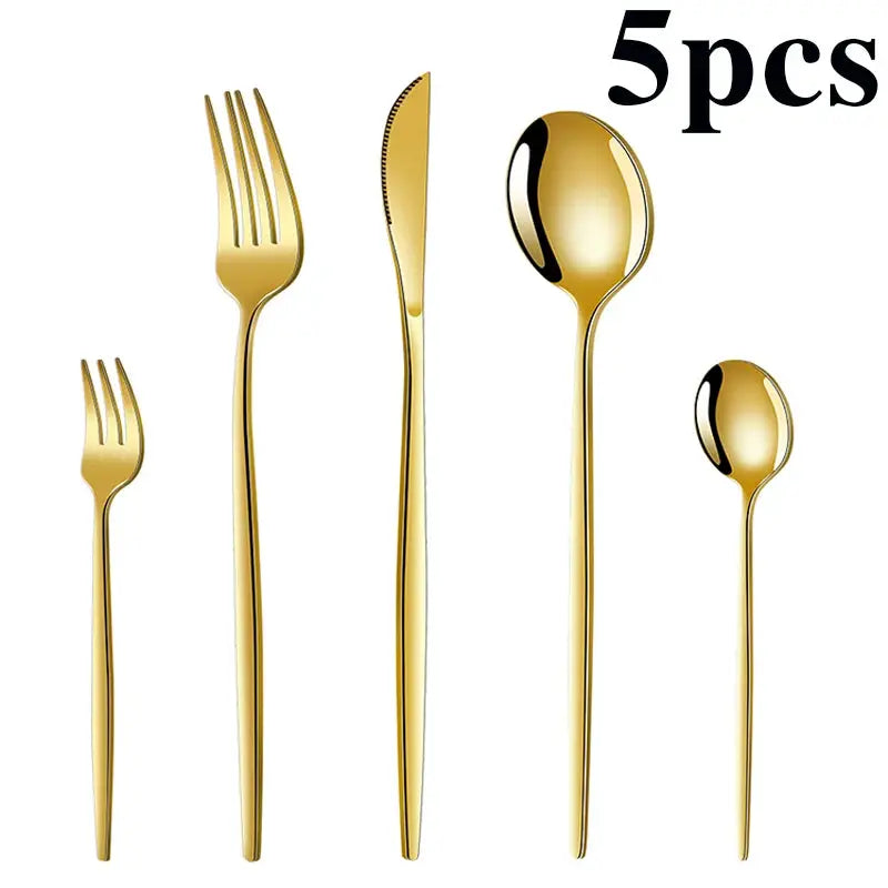 5/20/30/60pcs cross-border stainless steel cutlery set, luxurious gold Portuguese cutlery, suitable for holiday parties. from PriceLows™