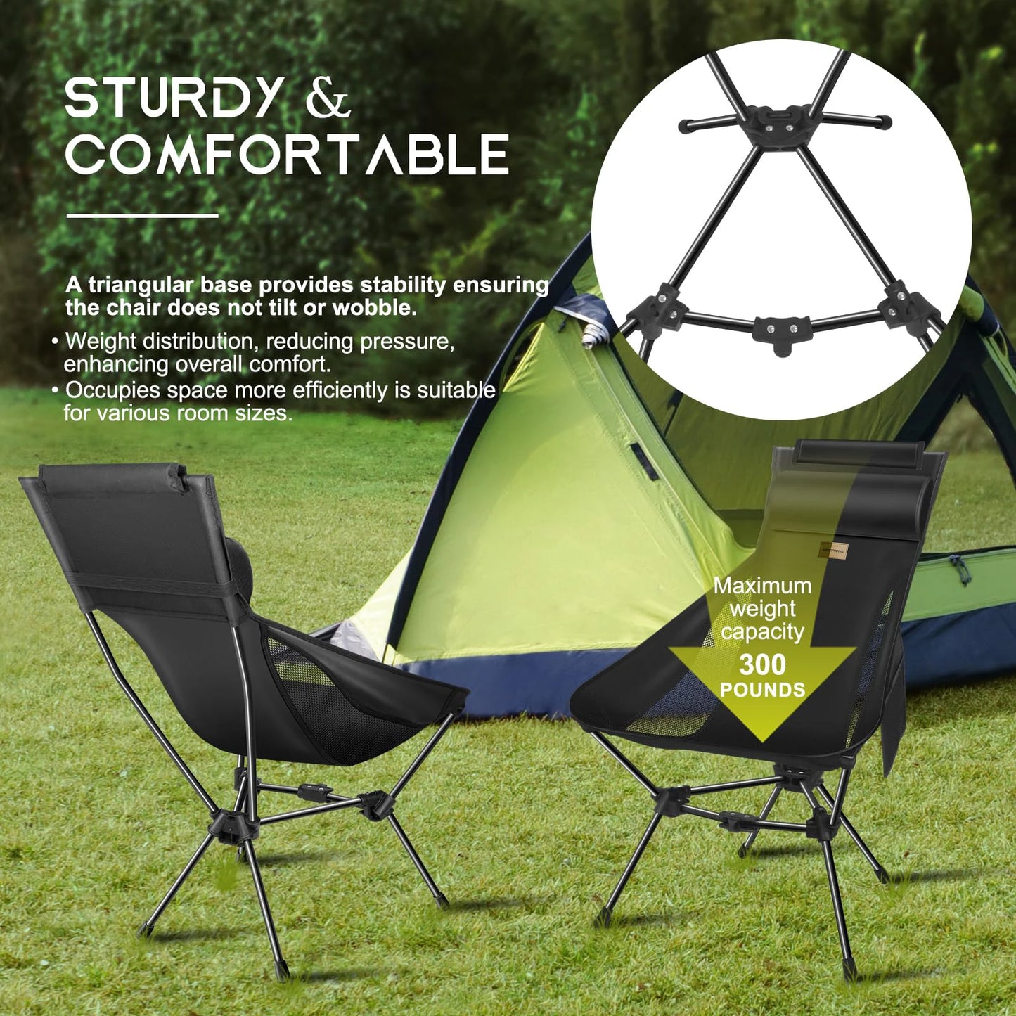 Portable Camping Chair | Lightweight | Foldable Headrest | One Size
