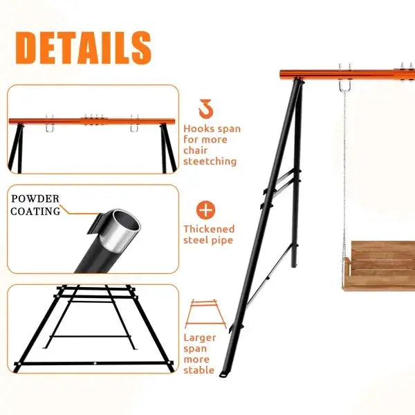 Swing Sets for Backyard, Outdoor Porch Swing Frame, Hammock Chair Stand Only, Max Load 550Lbs A-Frame from PriceLows™