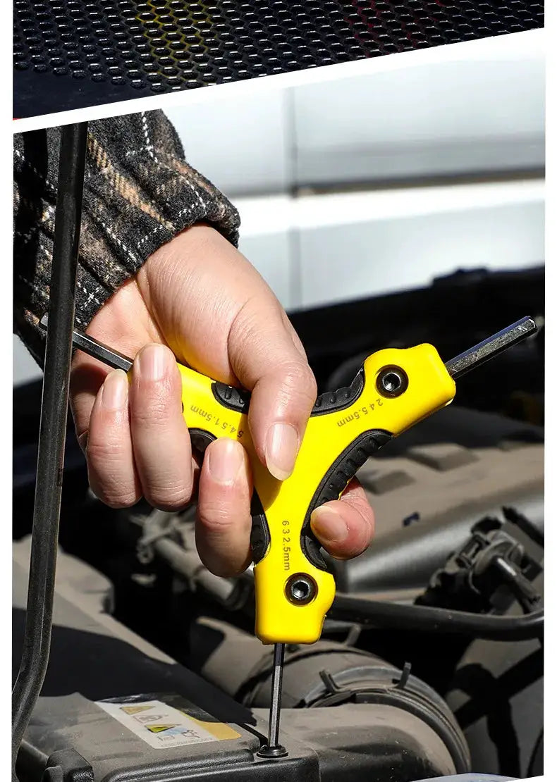Foldable Triangular Inner Hexagon Wrench Set 9 in 1 Combination Universal Allen Wrench 1.5/2/2.5/3/4/4.5/5/5.5/6mm Wrench Tools from PriceLows™